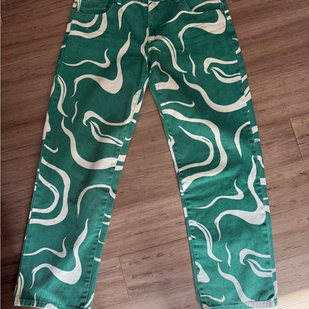 Cotton On Green and White Jeans